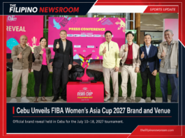 Officials unveiling the FIBA Women’s Asia Cup 2027 logo in Cebu ahead of the tournament at SM Seaside Cebu Arena. FIBA Women’s Asia Cup 2027