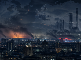 Russia Launches Major Kyiv Attack as Ukraine Hits Russian Oil Refinery Nighttime city skyline and oil refinery graphic representing the Russia-Ukraine war and global energy risks. Russia Kyiv attack