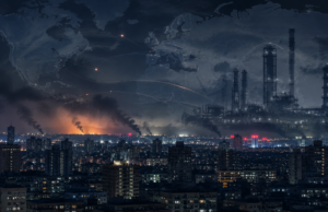 Russia Launches Major Kyiv Attack as Ukraine Hits Russian Oil Refinery Nighttime city skyline and oil refinery graphic representing the Russia-Ukraine war and global energy risks. Russia Kyiv attack